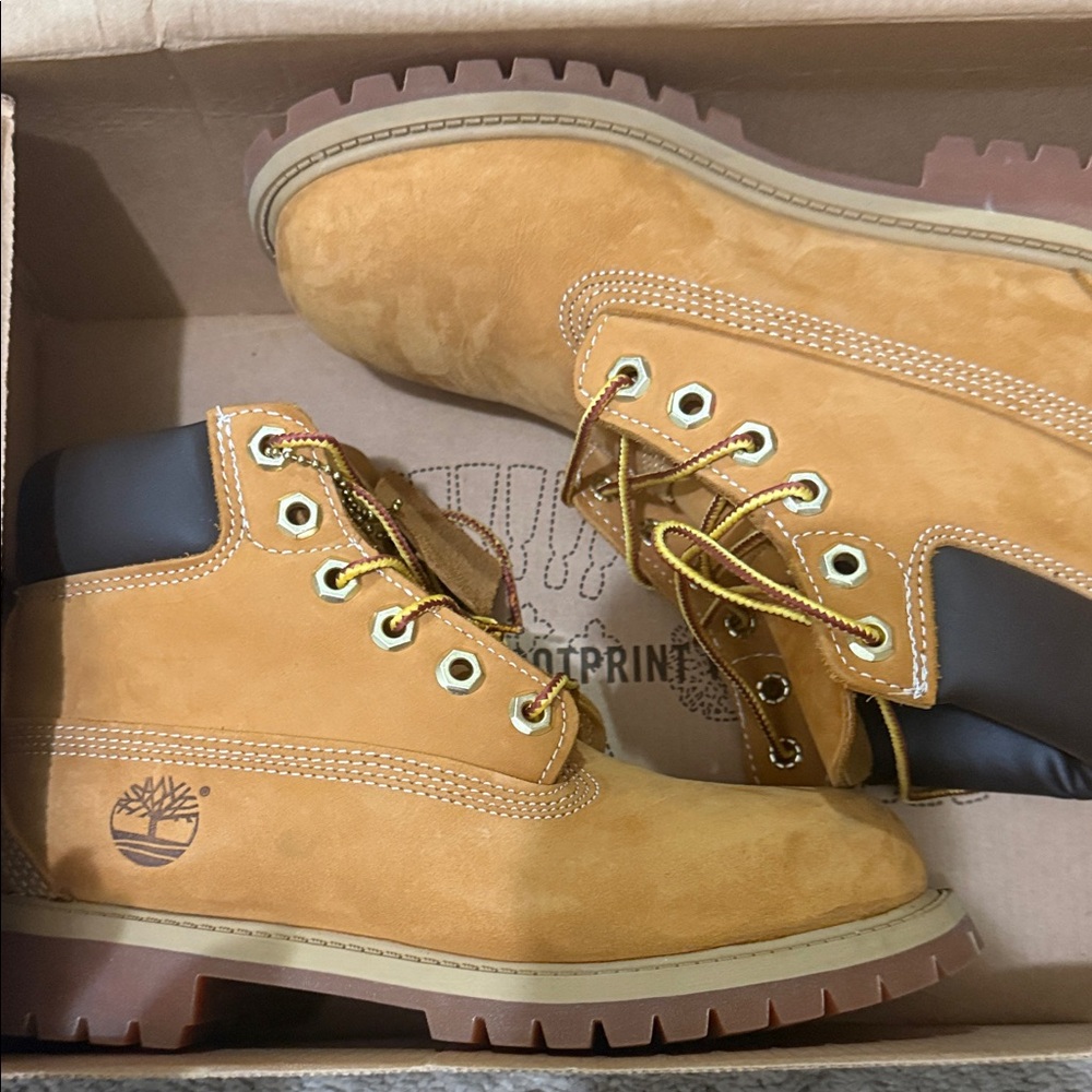 Timberland Wheat Nubuck Ankle Work Boots with Black Collar